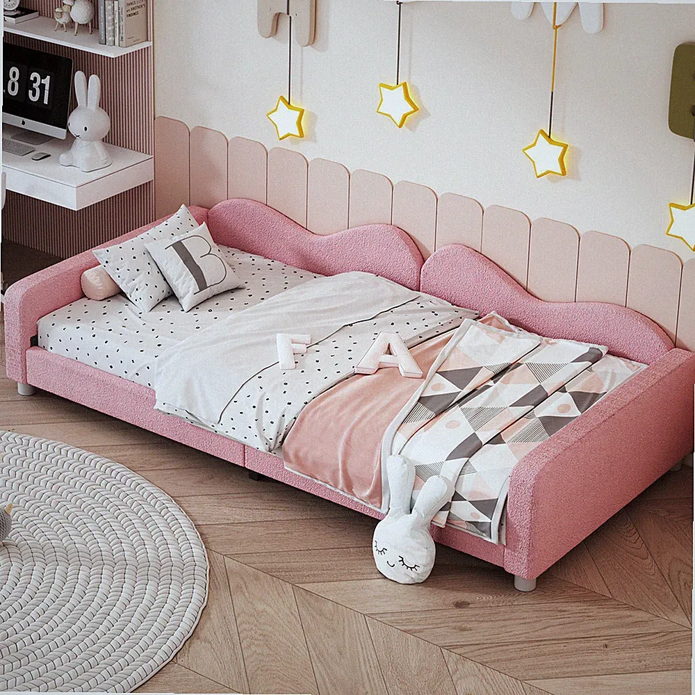 Tagesbett Polsterbett 90x200 cm Kinderbett Schlafsofa Gästebett Bettgestell Rosa