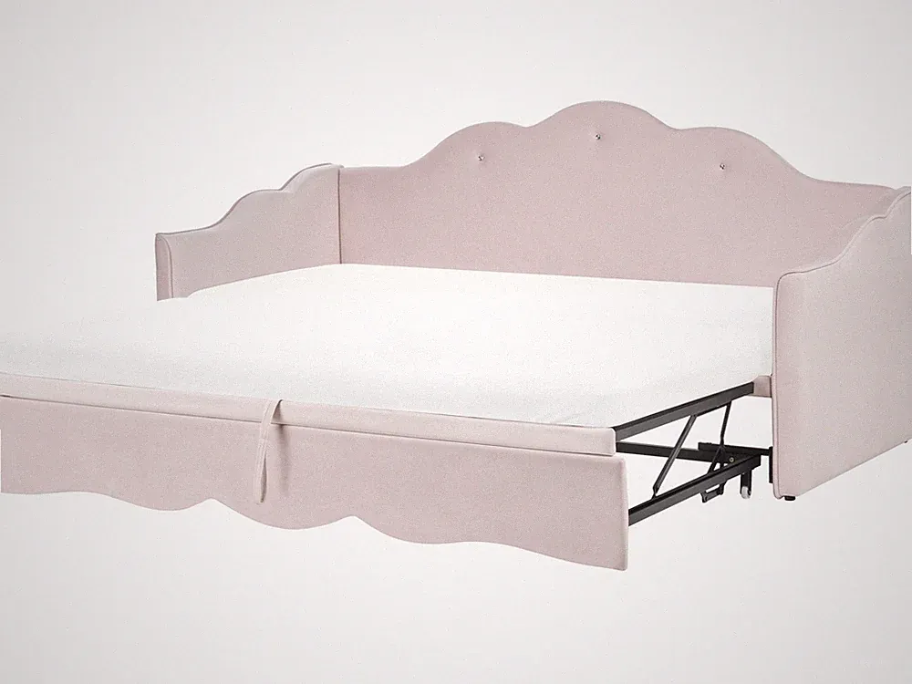 Tagesbett Samtstoff pastellrosa mit Lattenrost 90/180x200 cm ausziehbar modern