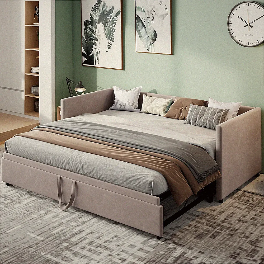 Tagesbett Schlafcouch Ausziehbar 90/180x200 cm Polsterbett Ausziehbar Gästebett