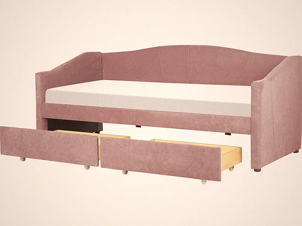 Tagesbett Stoffbezug rosa mit Lattenrost 90x200 cm 2 Schubladen modern Vittel