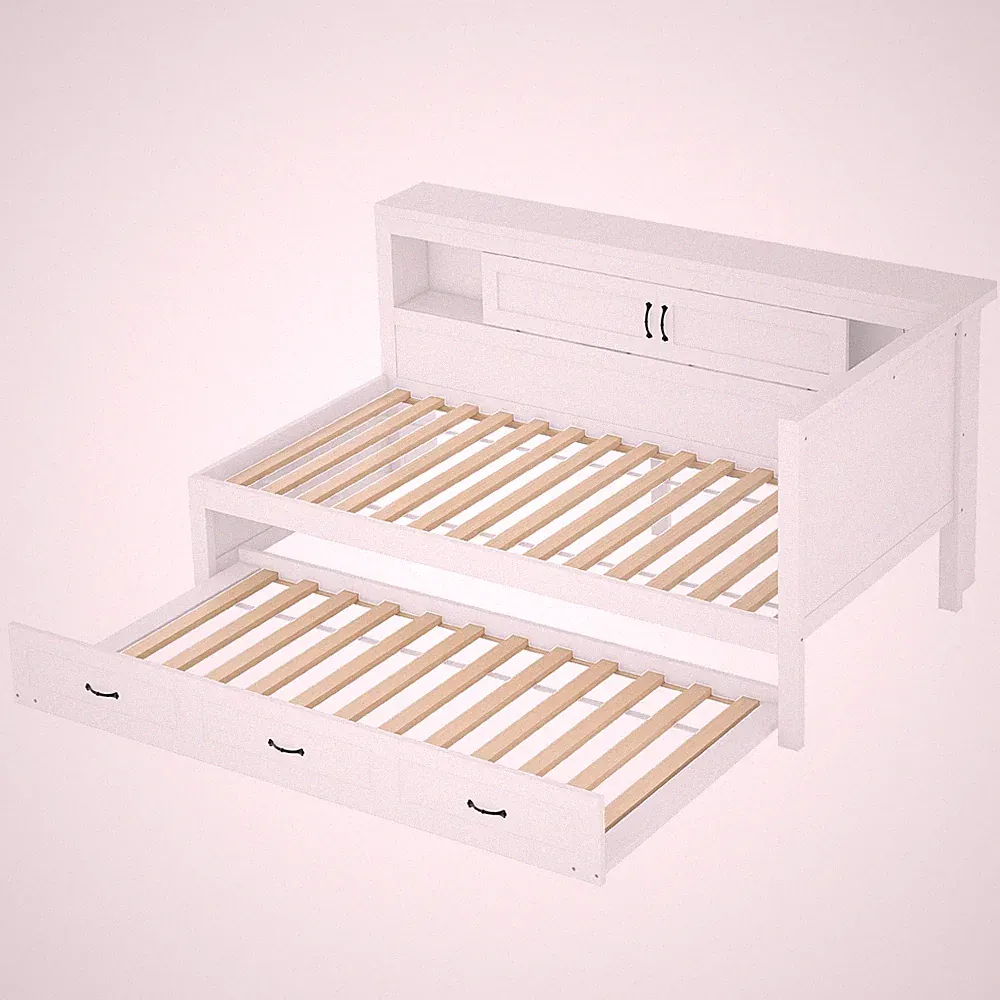 Tagesbett Weiß 90x200 cm mit USB & LED & Stauraum SONNENH