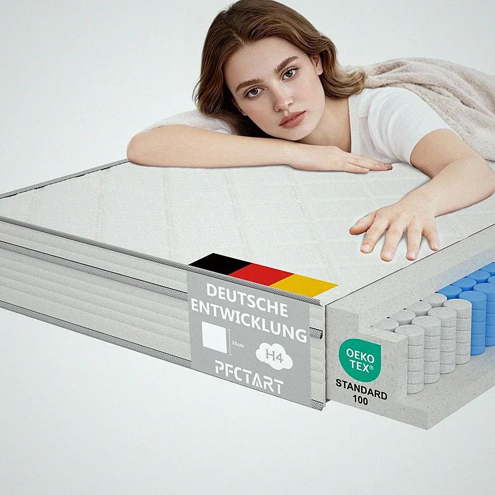 Taschen Federkern Matratze 90 / 140x200 H4 7-Zonen 25cm Druckentlastung Für bett