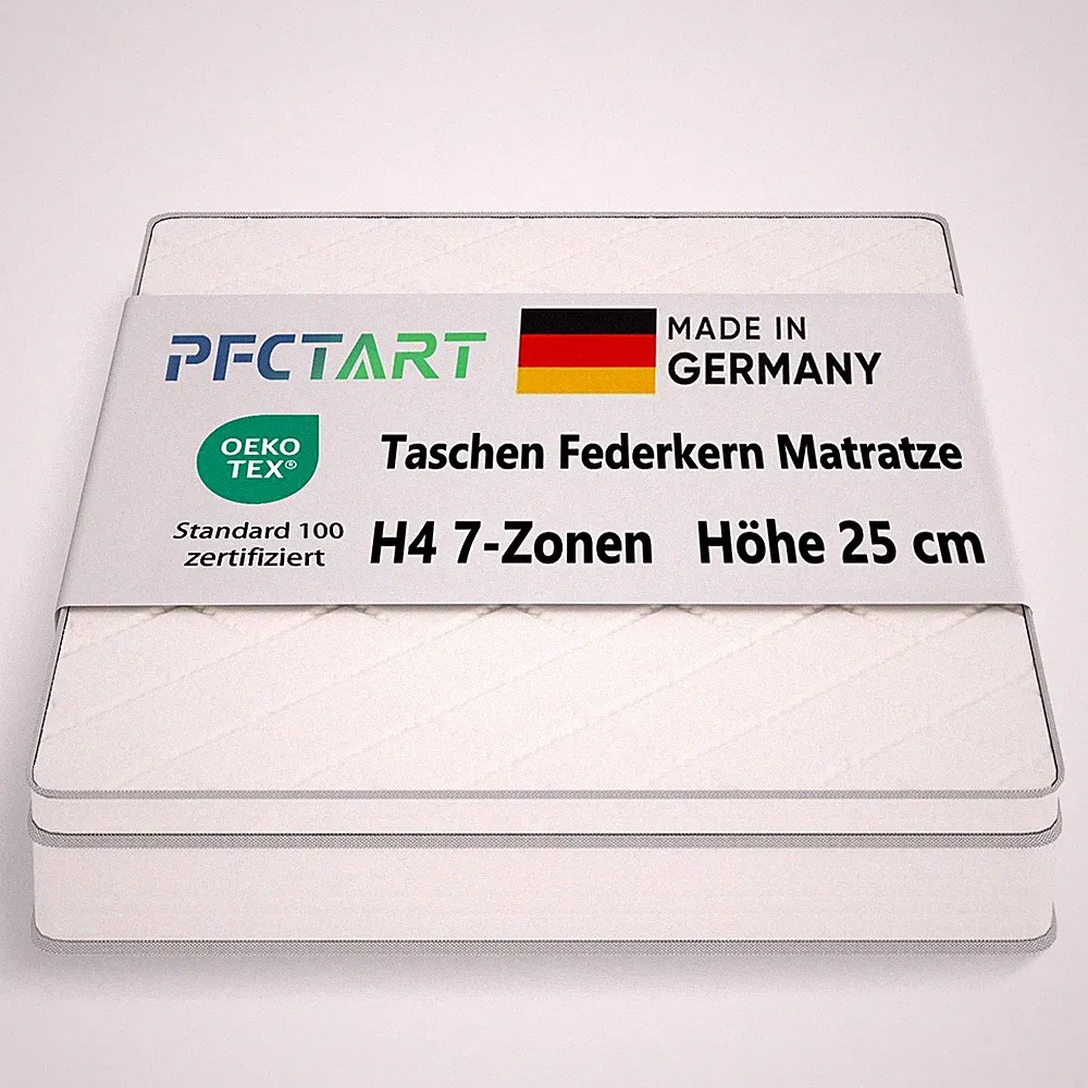 Taschenfederkernmatratze Federkern Matratze 90 140 x200 H4 7-Zonen 25cm Für Bett