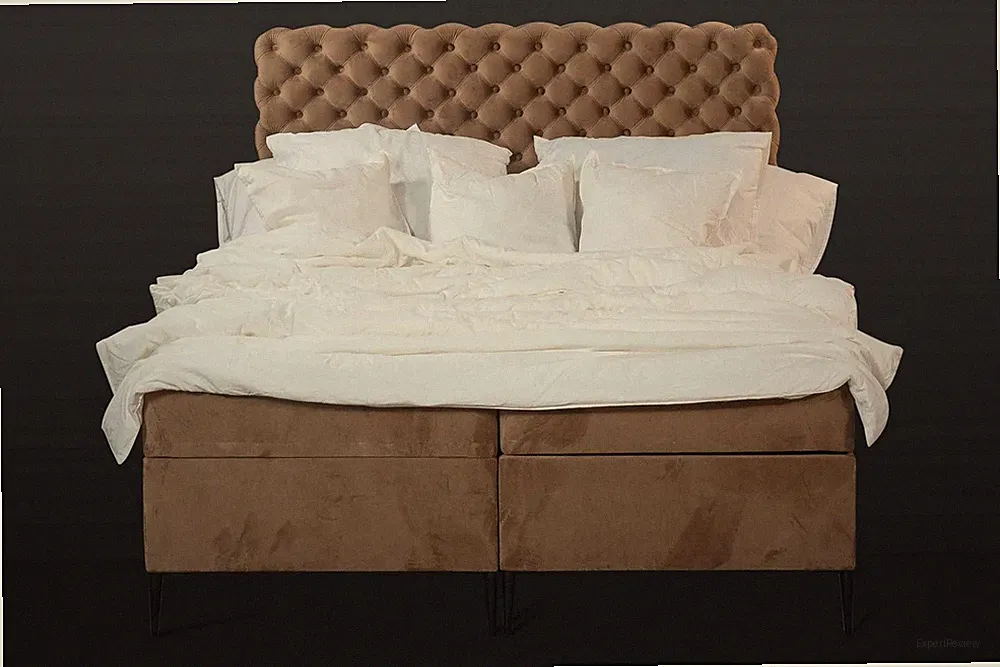 Textil Bett braun Luxus Doppel Chesterfield Schlafzimmer Design Betten
