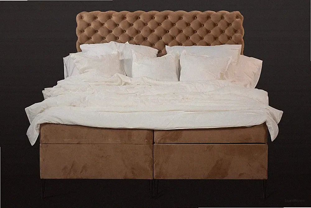 Textil Bett braun Luxus Doppel Chesterfield Schlafzimmer Design Betten