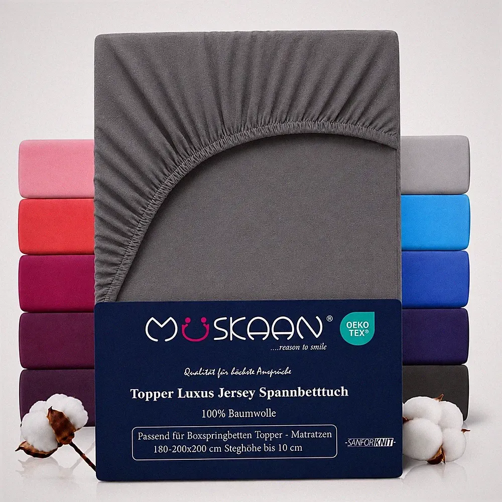 Topper Spannbettlaken Jersey 100%Baumwolle Spannbetttuch Bettlaken Boxspringbett