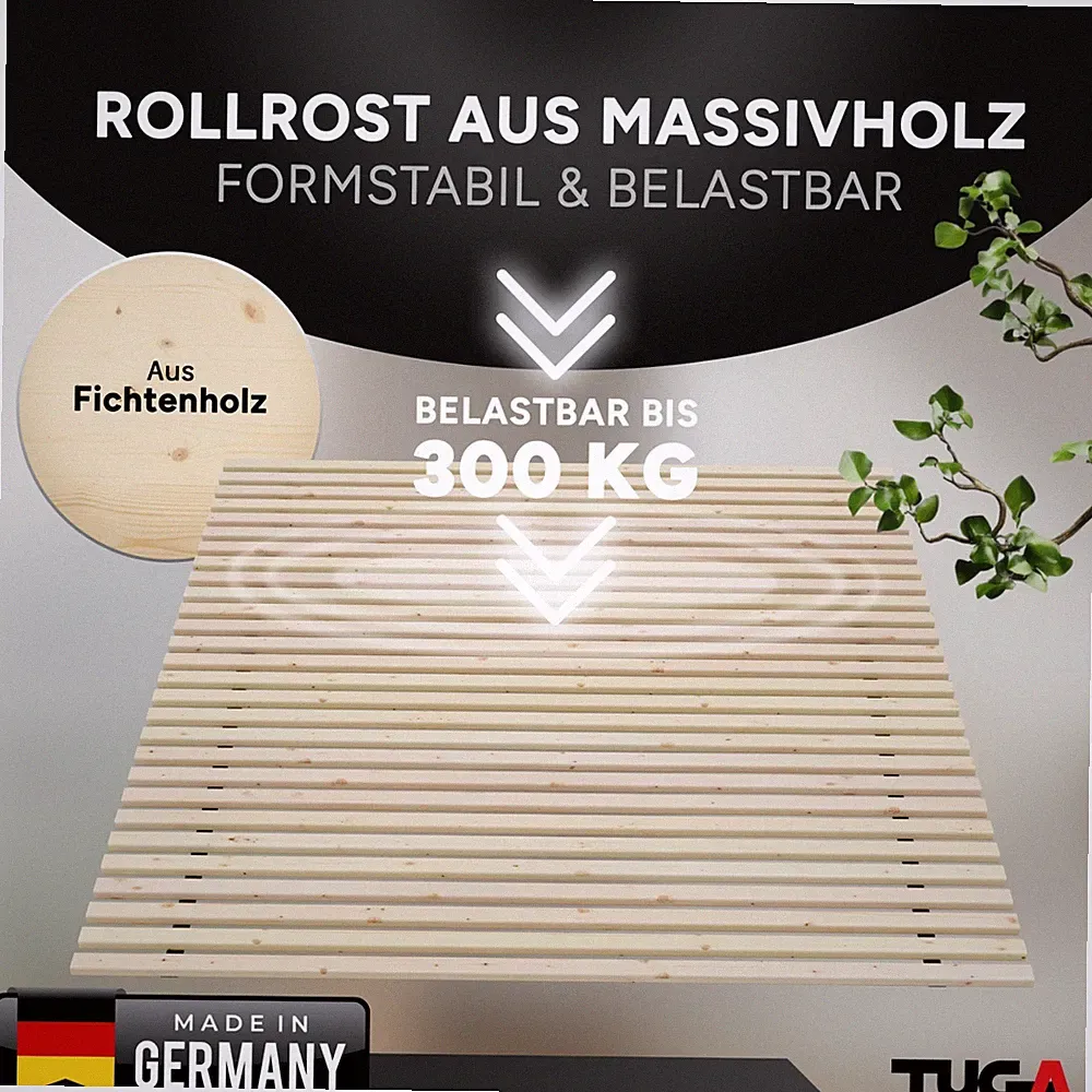 TUGA Marken Rollrost Lattenrost Aufbauhöhe 24mm nachhaltig gefertigt unbehandelt