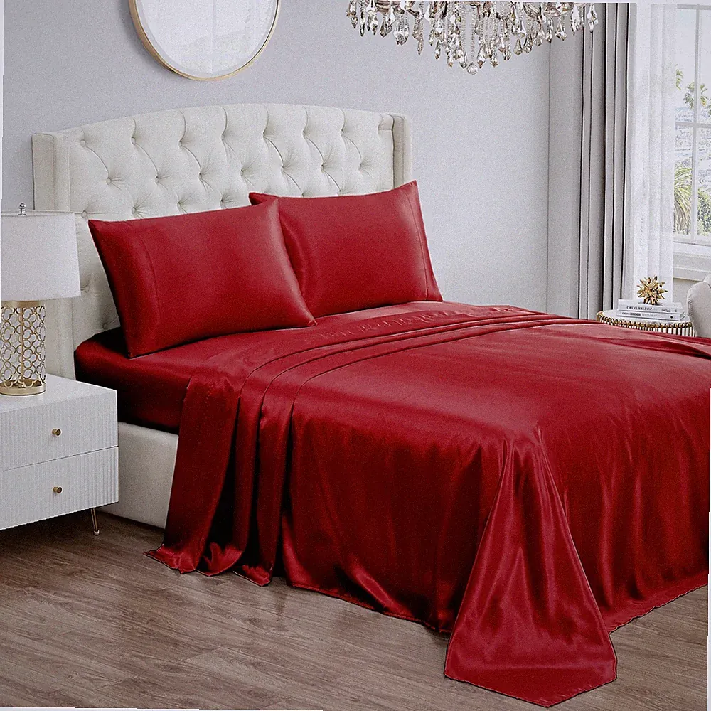 Twin XL SatinBettwäscheSet, Tiefe Taschen, seidig, TwinXLBettwäscheSet mit 1...