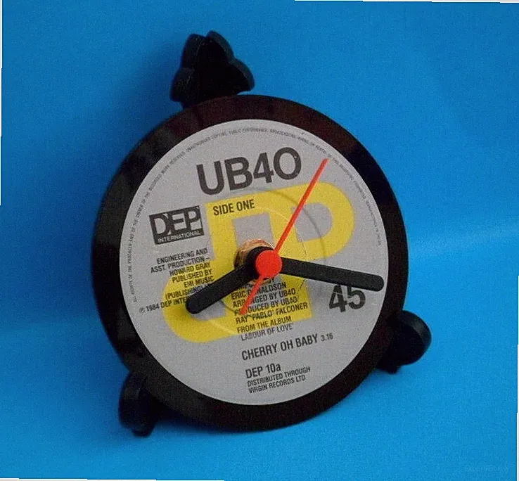 UB40 CLOCK Desk Side Table Top Upcycled Vinyl Record Hit Single CLOCK Size 4"