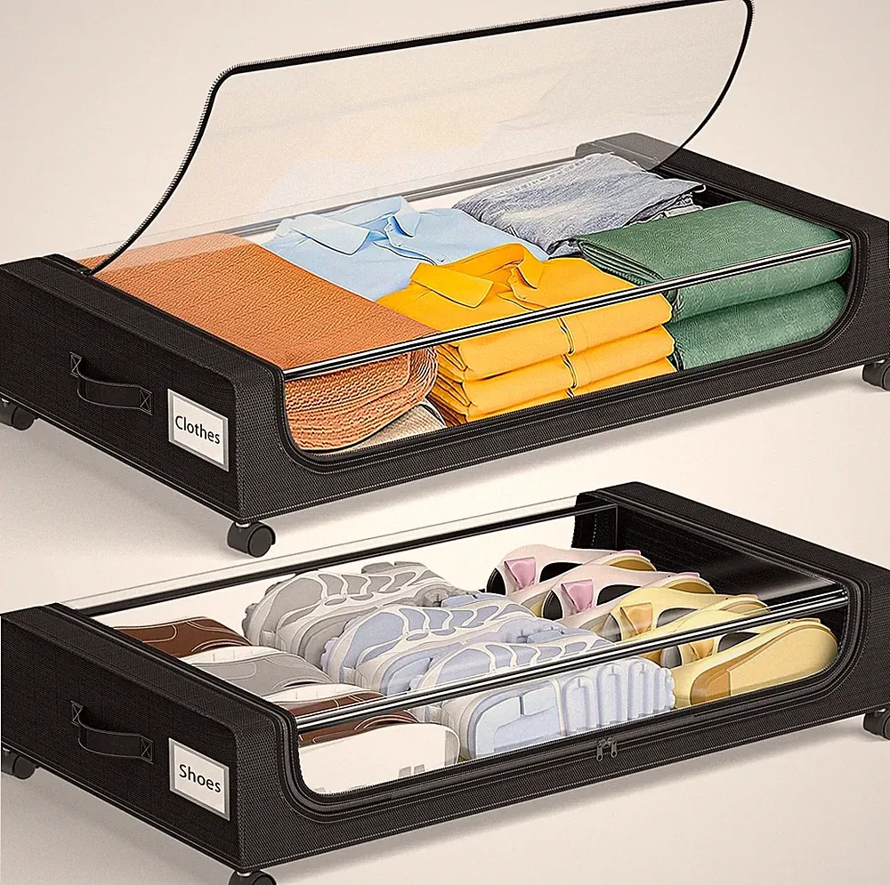 Unterbett-Aufbewahrungsbehälter mit Rollen Aufbewahrungsbox Bettkasten Organizer