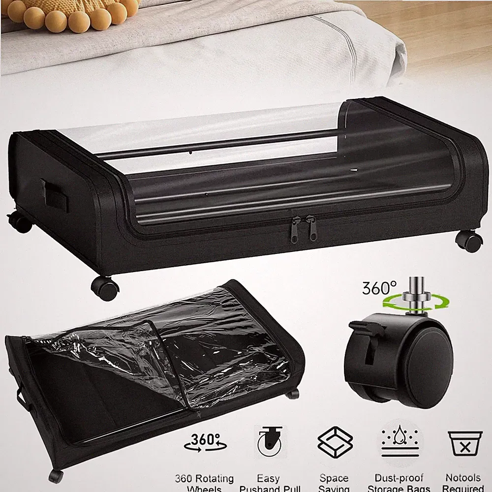 Unterbett Aufbewahrungsbox mit Rollen Faltbare Unterbettbox Bettkasten Organizer