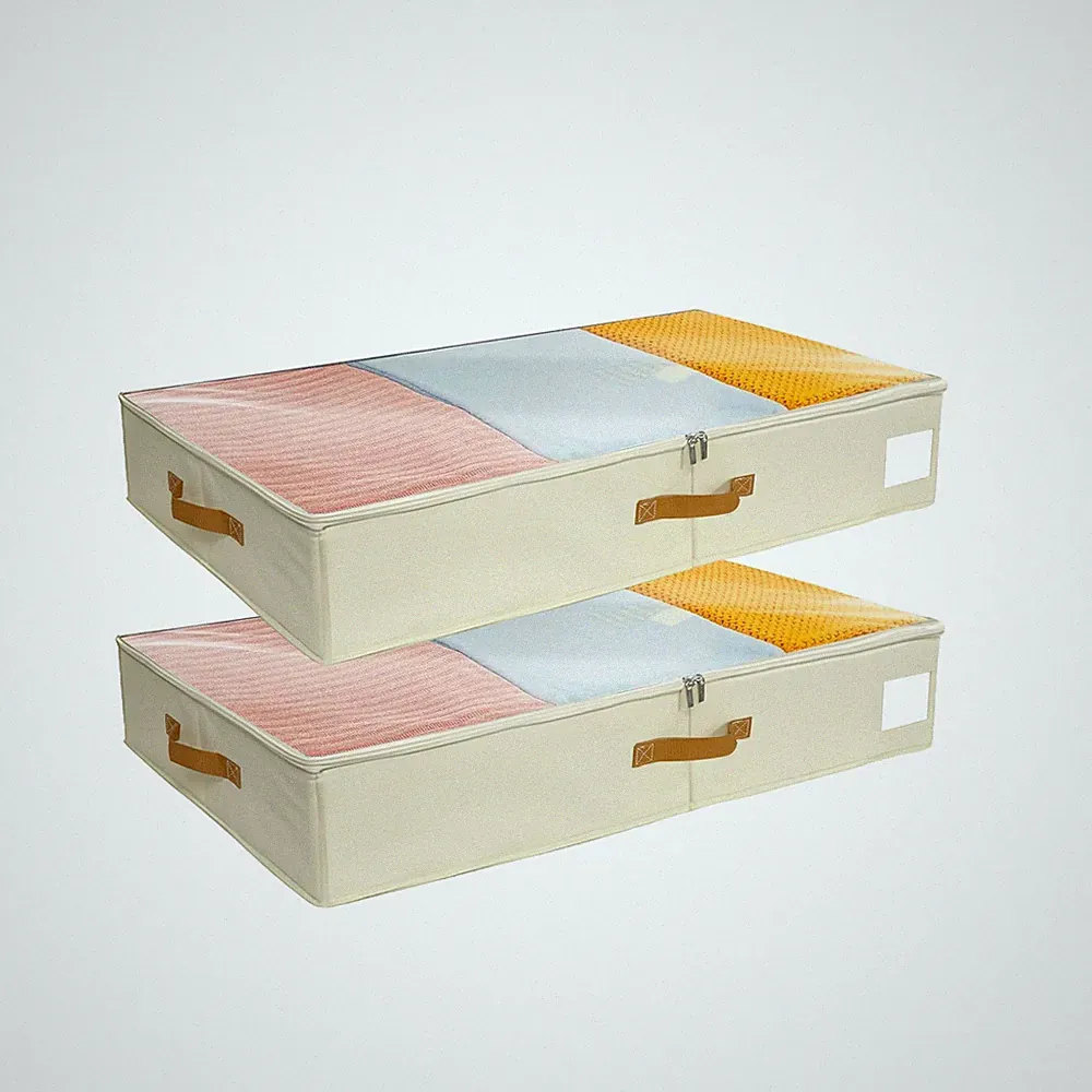 Unterbett Aufbewahrungsboxen mit Deckel PP Seitenteil ohne Bodenplatte 80*40*15cm beige 2