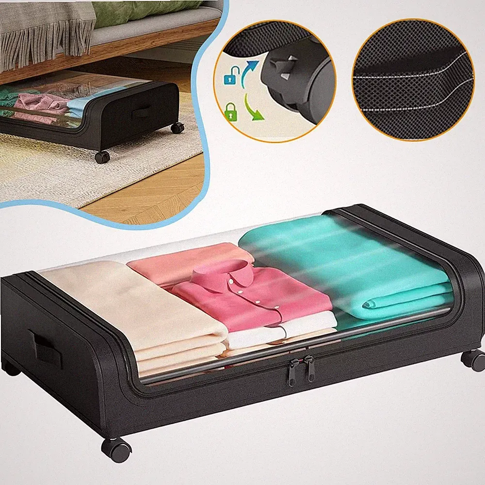 Unterbettkommode mit Rollen Unterbett Aufbewahrungsbox Bettkasten mit Deckel