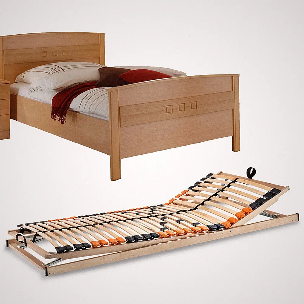 VAJA SET Seniorenbett Buche Dekor mit verstellbarem Lattenrost 100x200