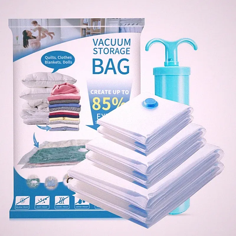 Vakuumbeutel mit Pumpe Aufbewahrungsbeutel Vacuum Kleidung Bettdecken Betten Set