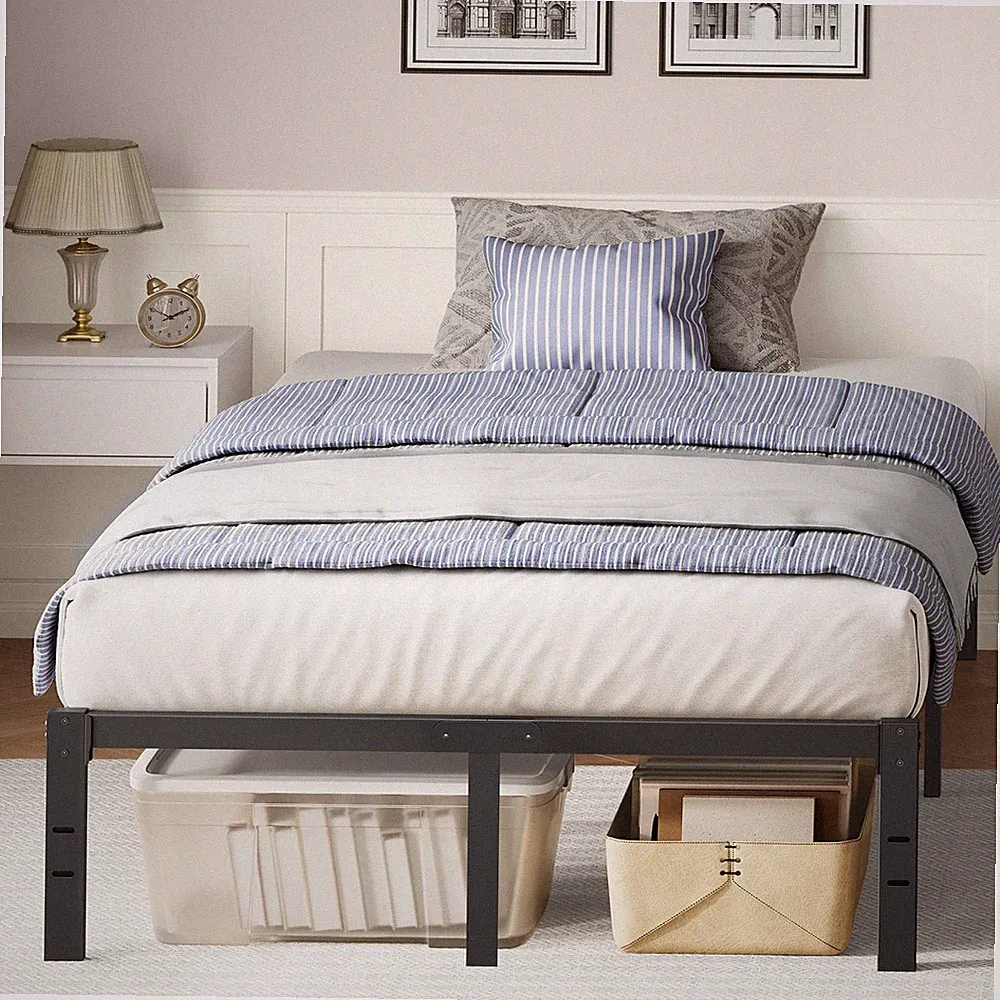 VASAGLE Doppelbett Metall Bettgestell, 135 x 190 cm, Platz unter dem Bett, moderner Stil,...