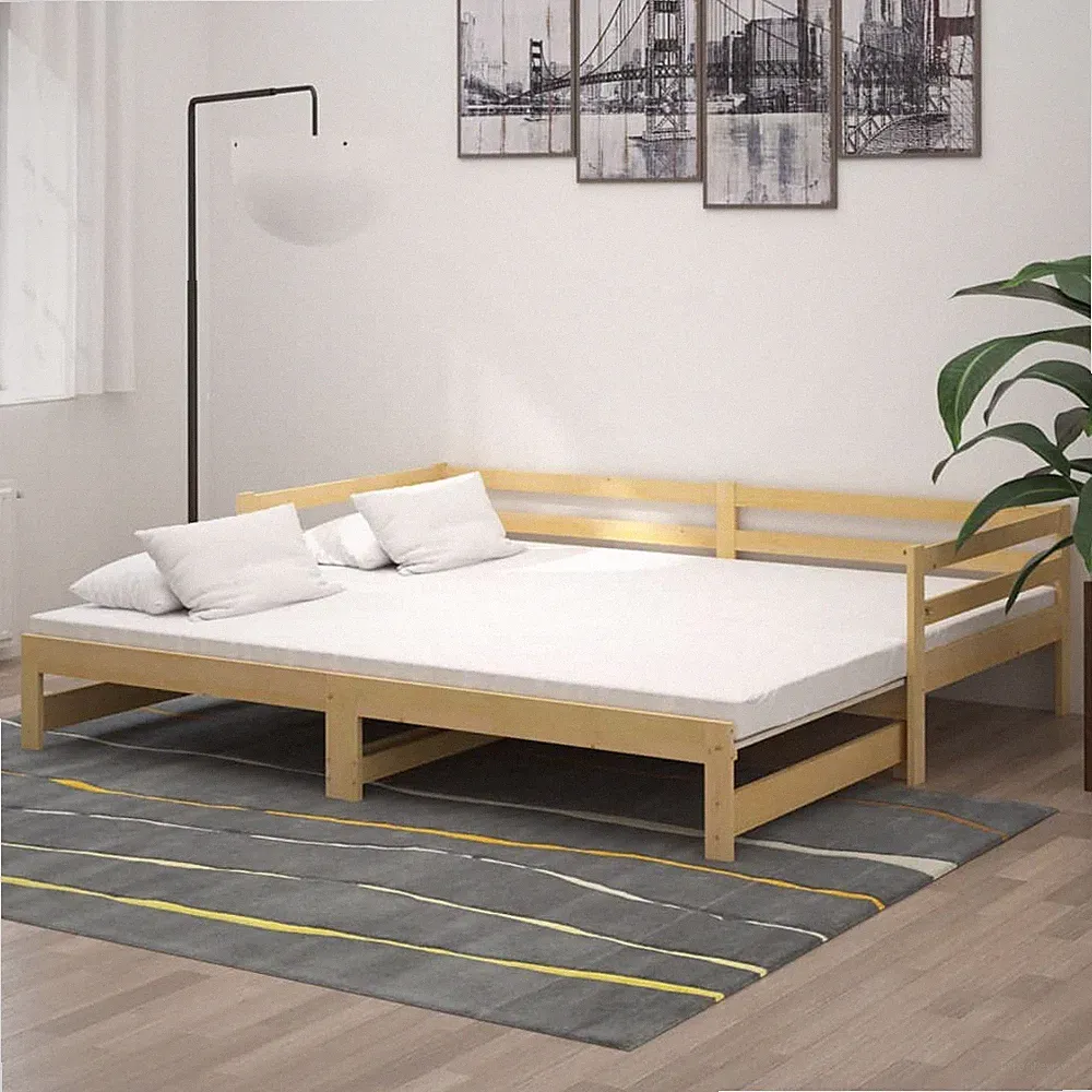 vidaXL Ausziehbares Tagesbett 2x(90x200) cm Massivholz Kiefer