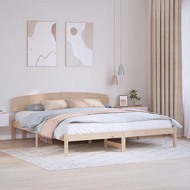vidaXL Bettgestell mit Kopfteil 120x190 cm aus Massivholz Kiefer
