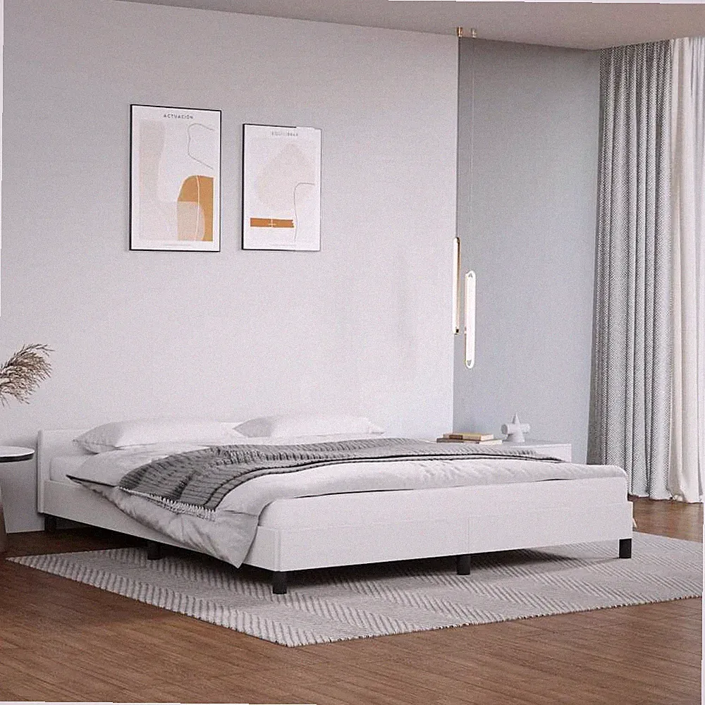 vidaXL Bettgestell mit Kopfteil ohne Matratze, Weiß, 180 x 200 cm