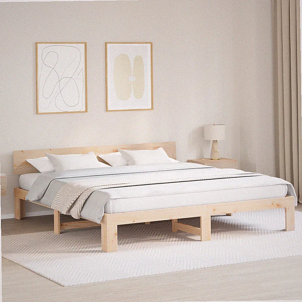 vidaXL Bettgestell mit Kopfteil Wachsbrown 80x200 cm Massivholz Kiefer