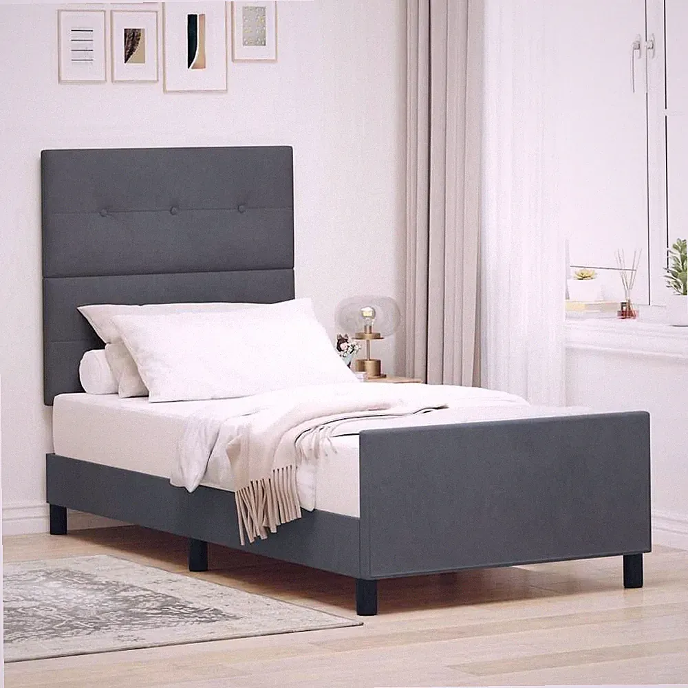 VidaXL Boxspringbett Mit Kopfteil Dunkelgrau 80 X 200 Cm Samt
