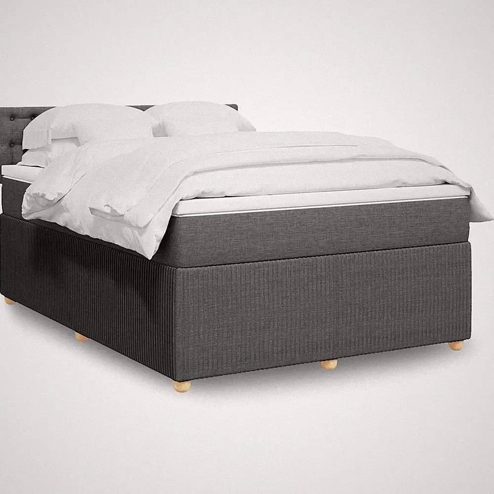 VidaXL Boxspringbett Mit Matratze Dunkelgrau 140x200 Cm Stoff