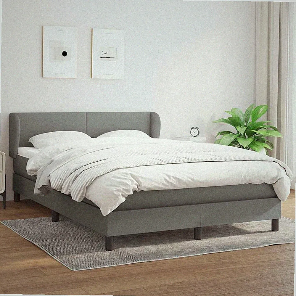 VidaXL Boxspringbett Mit Matratze Dunkelgrau 140x200 Cm Stoff