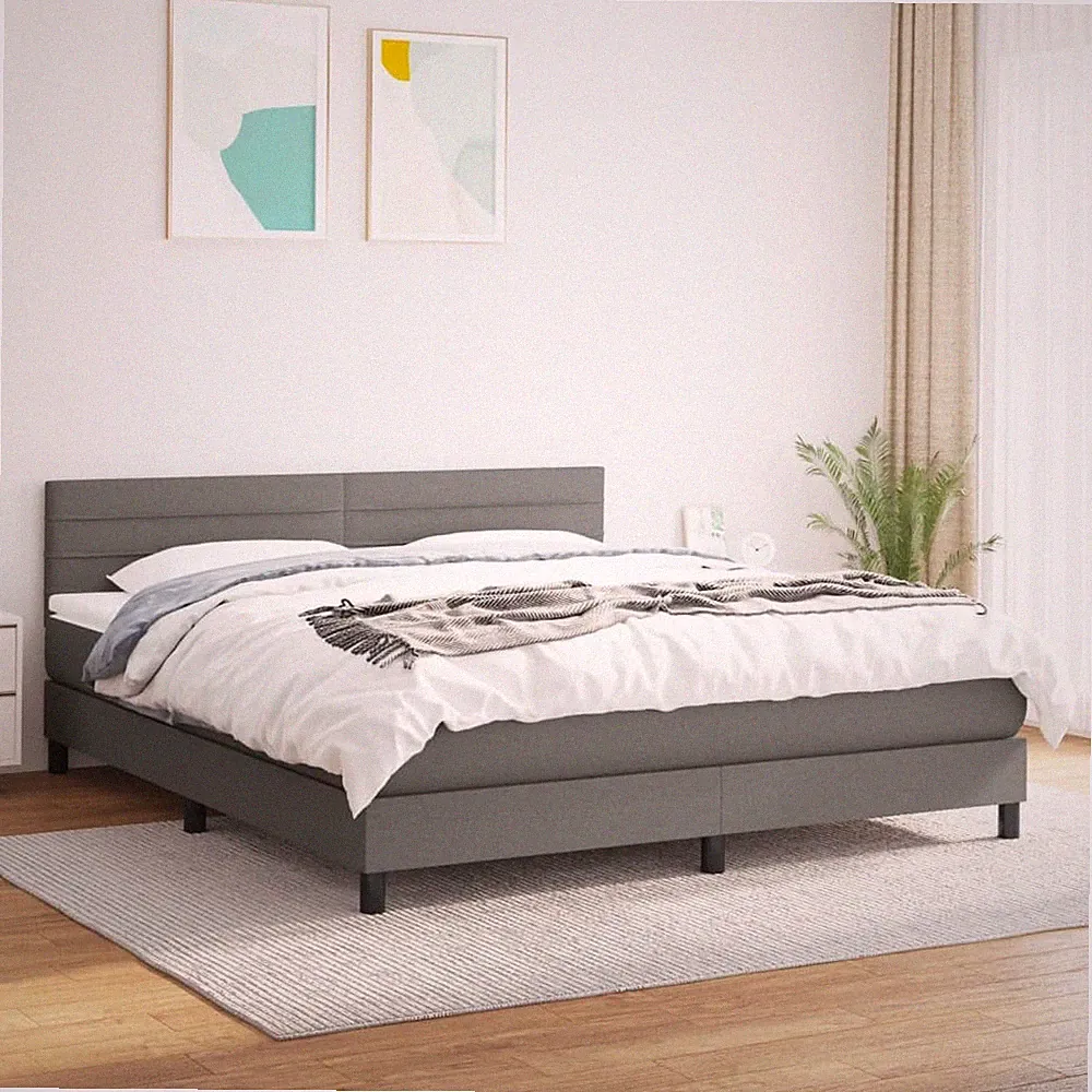 VidaXL Boxspringbett Mit Matratze Dunkelgrau 180x200 Cm Stoff