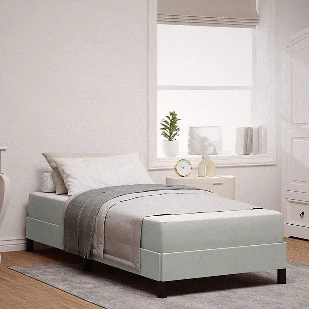 VidaXL Boxspringbett Mit Matratze Hellgrau 100 X 200 Cm Stoff