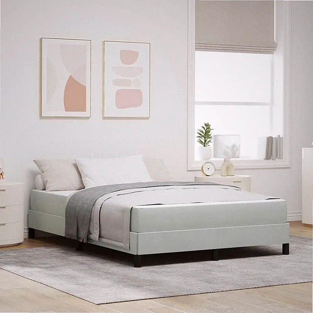 VidaXL Boxspringbett Mit Matratze Hellgrau 140 X 200 Cm Stoff
