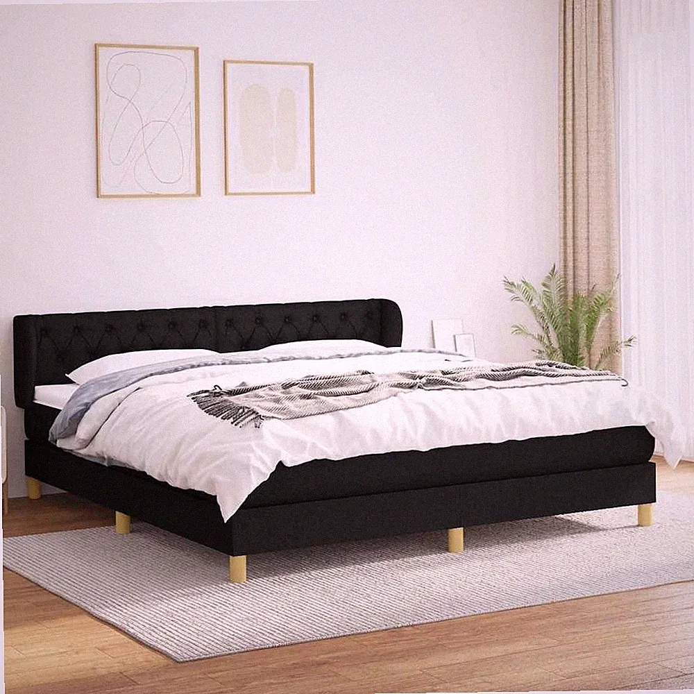 VidaXL Boxspringbett Mit Matratze Schwarz 160x200 Cm Stoff