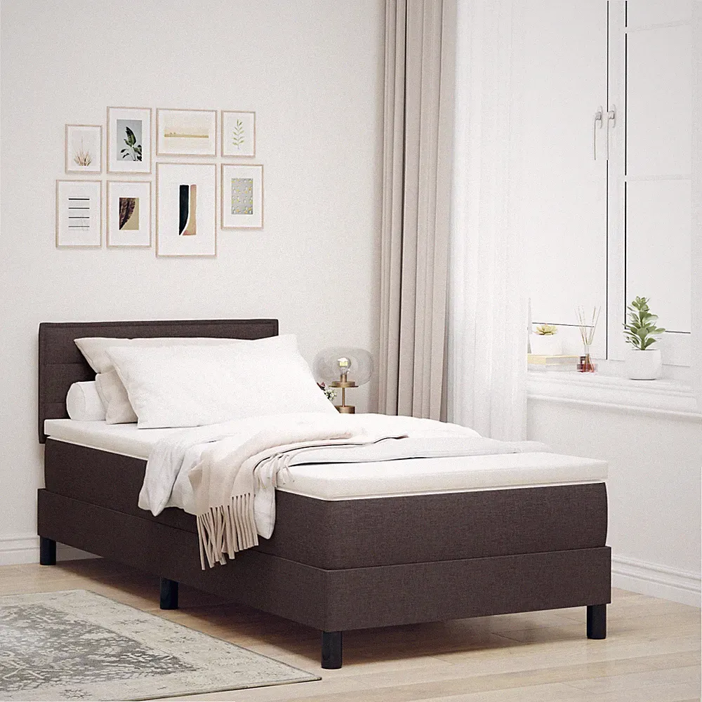 vidaXL Boxspringbett mit Matratze Schwarz 90x190 cm Stoff
