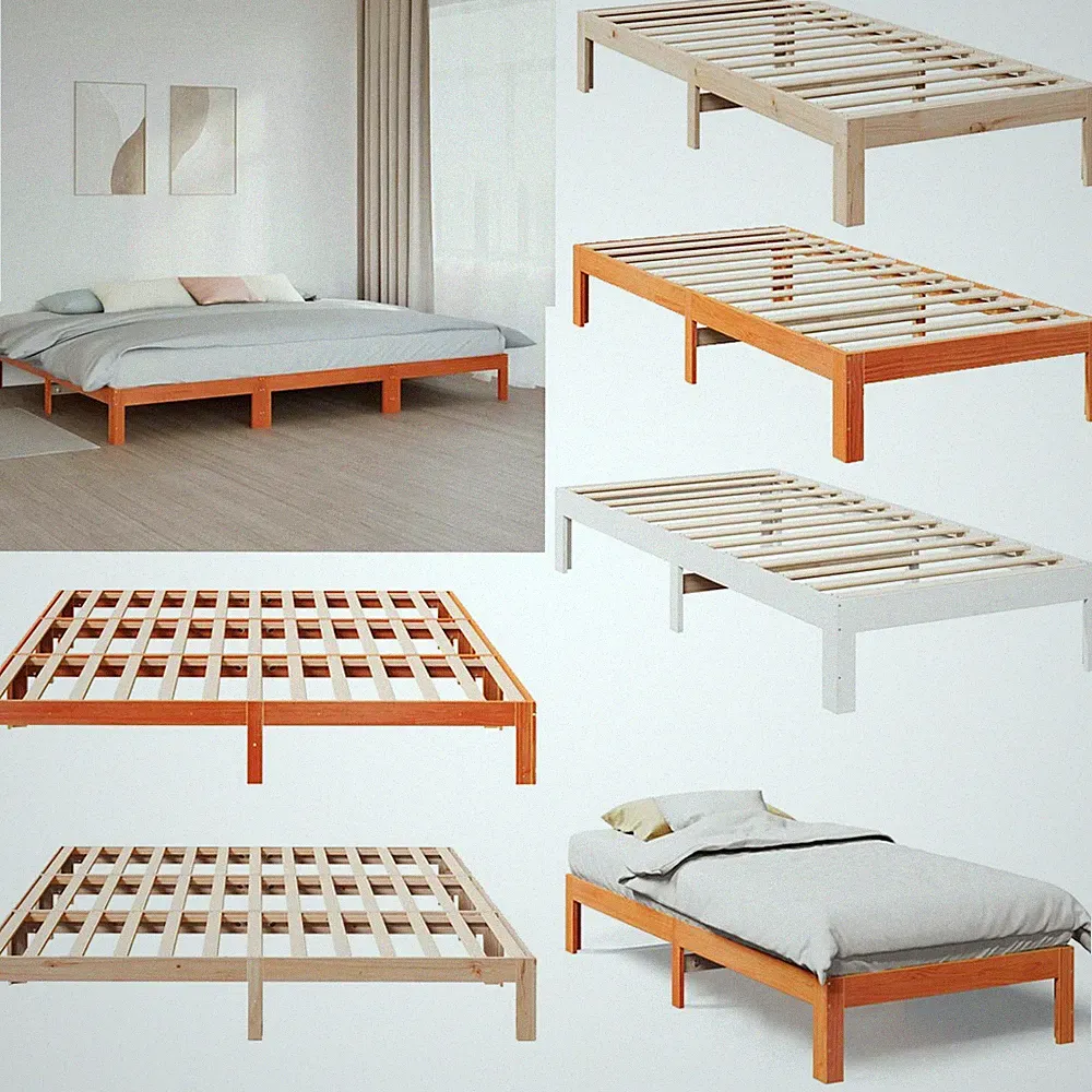 vidaXL Familienbett ohne Matratze 270x200 cm Massivholz Kiefer