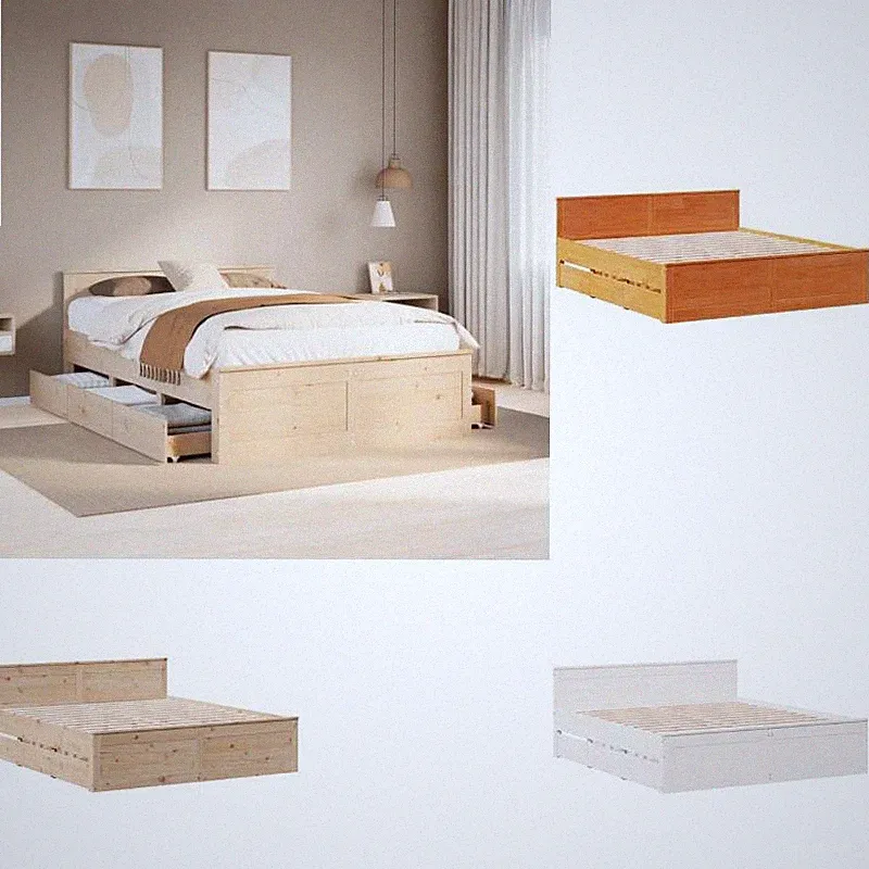 vidaXL Massivholzbett ohne Matratze mit Kopfteil Weiß 160/200/160x200cm Kiefer