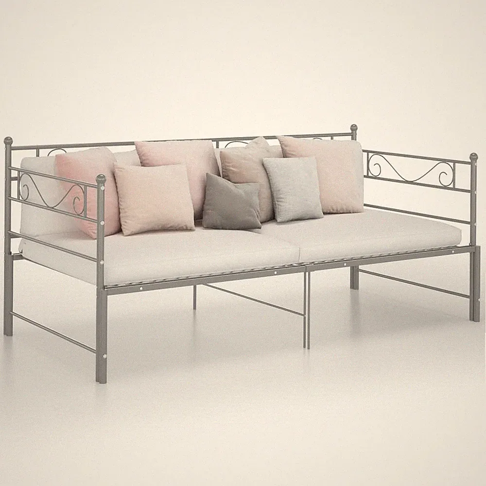 vidaXL Tagesbett Ausziehbar Grau Metall 90x200 cm