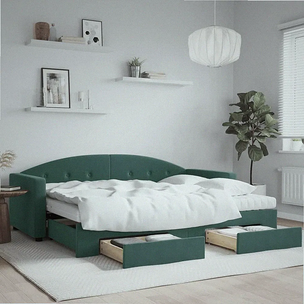 vidaXL Tagesbett Ausziehbar mit Matratzen Hellgrau 90x200 cm Samt