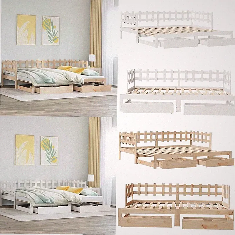 vidaXL Tagesbett Ausziehbar mit Schubladen ohne Matratze 80x200/90x190/90x200 cm
