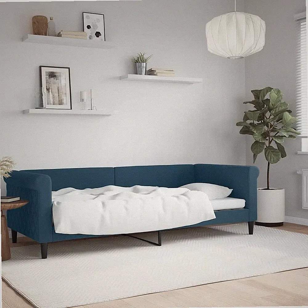 vidaXL Tagesbett Blau 90x200 cm Bezug aus Samt