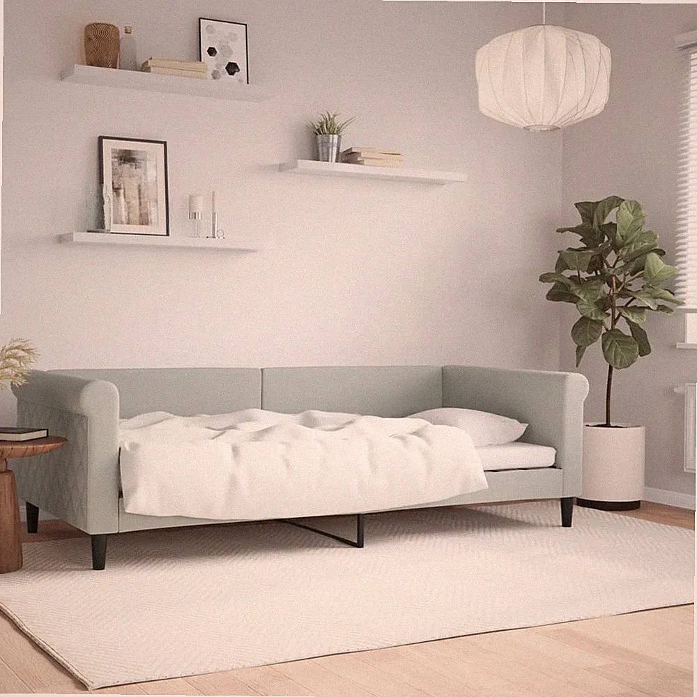 vidaXL Tagesbett Hellgrau 90x200 cm Bezug aus Samt