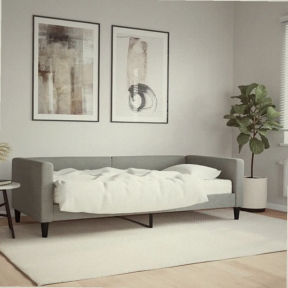VidaXL Tagesbett Mit Matratze Hellgrau 90x200 Cm Stoff