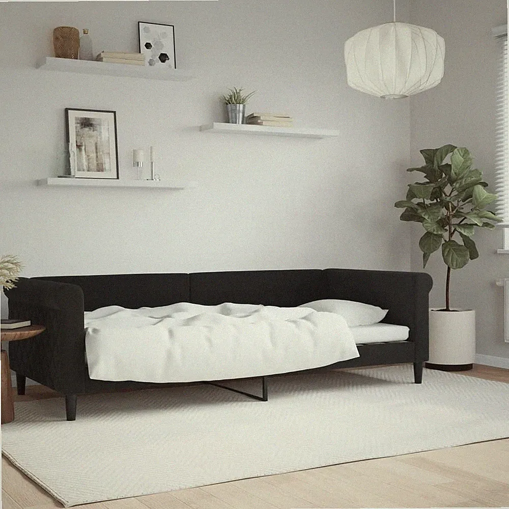 vidaXL Tagesbett, Schwarz, 90 x 200 cm, Bezug aus Samt