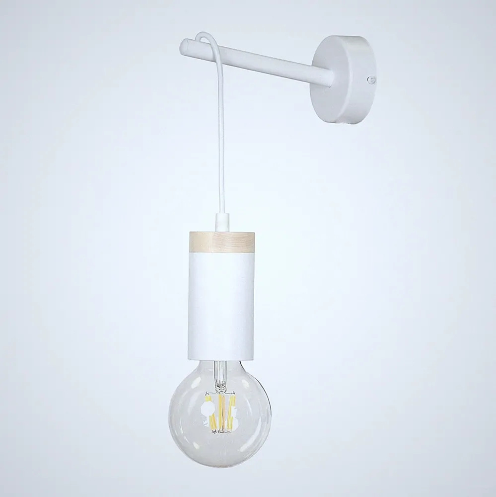 Vielseitige Wandlampe Weiß E27 H:10cm Retro PERLA Leuchte Bett Sofa Flur