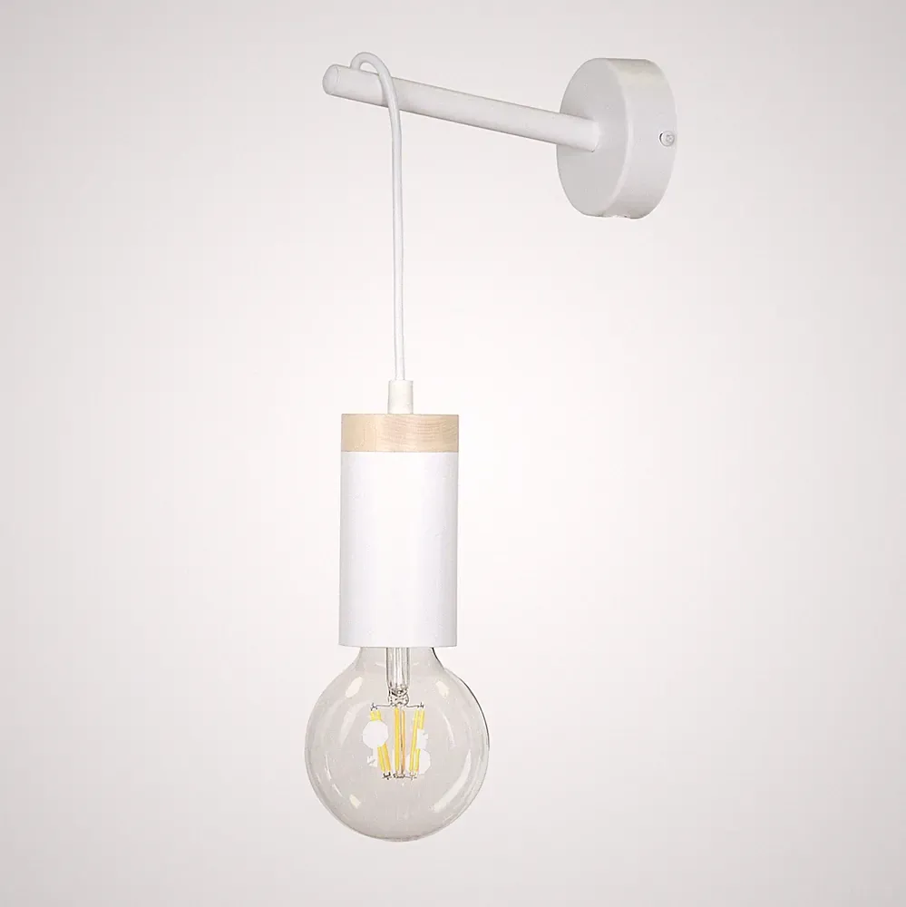 Vielseitige Wandlampe Weiß E27 H:10cm Retro PERLA Leuchte Bett Sofa Flur