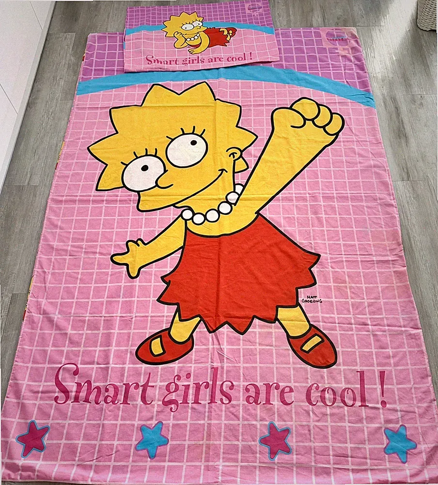 Vintage 2004 The Simpsons Lisa Simpson Bettwäscheset Smart Girls Are Cool Y2K