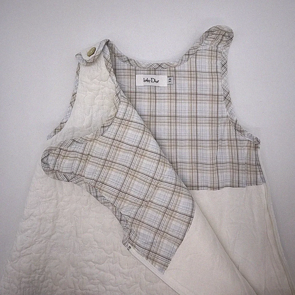 Vintage Baby Dior weiß gesteppter Schlafsack T3 Kleinkind Bettwäsche kariert Tartan