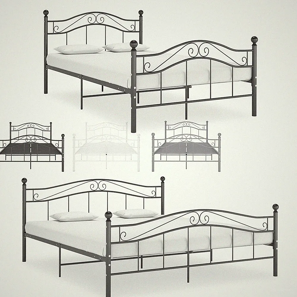 Vintage Bettrahmen Metall Bett Bettgestell Einzelbett Doppelbett mit Lattenrost