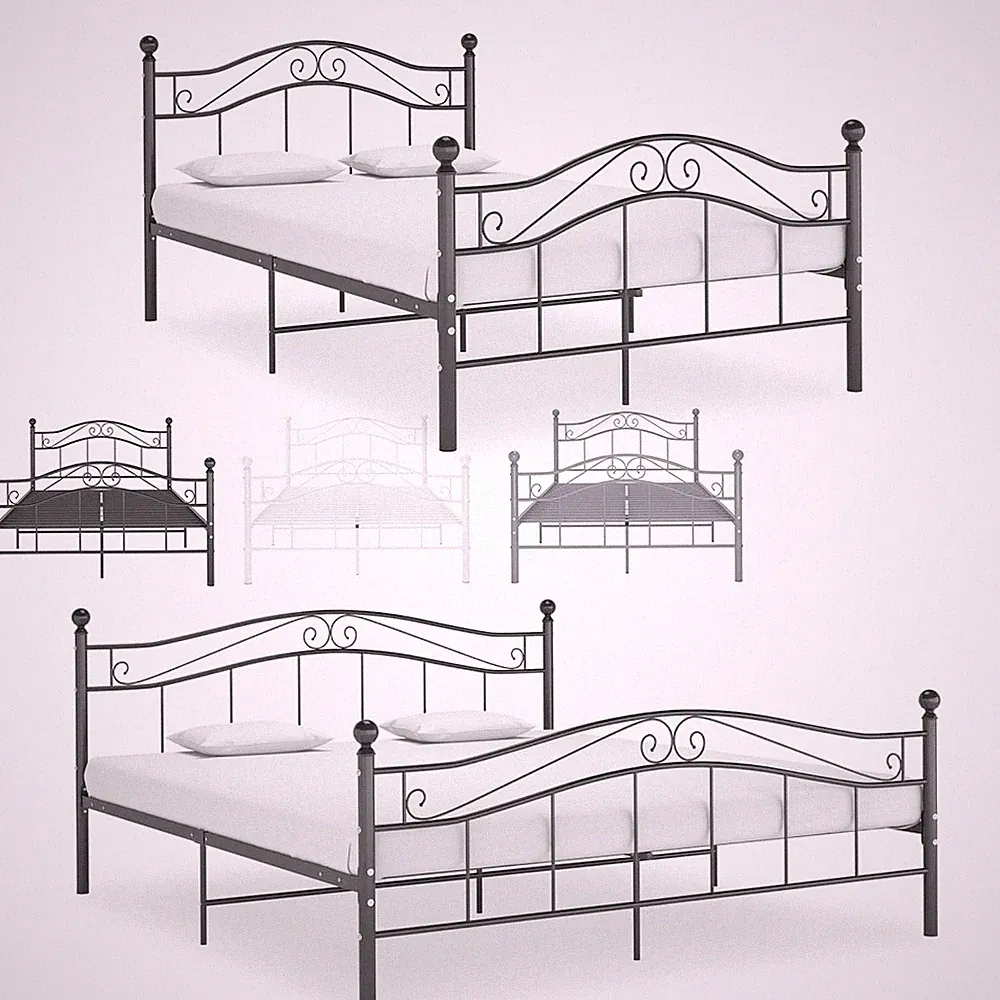 Vintage Bettrahmen Metall Bett Bettgestell Einzelbett Doppelbett mit Lattenrost