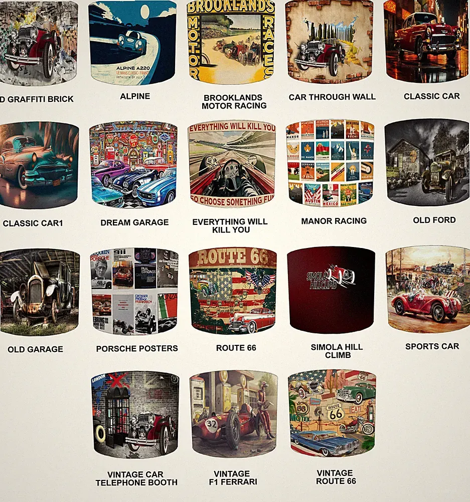 Vintage Classic Cars Lampenschirm Decken-Pendelleuchte Lampenschirme 3 Größen