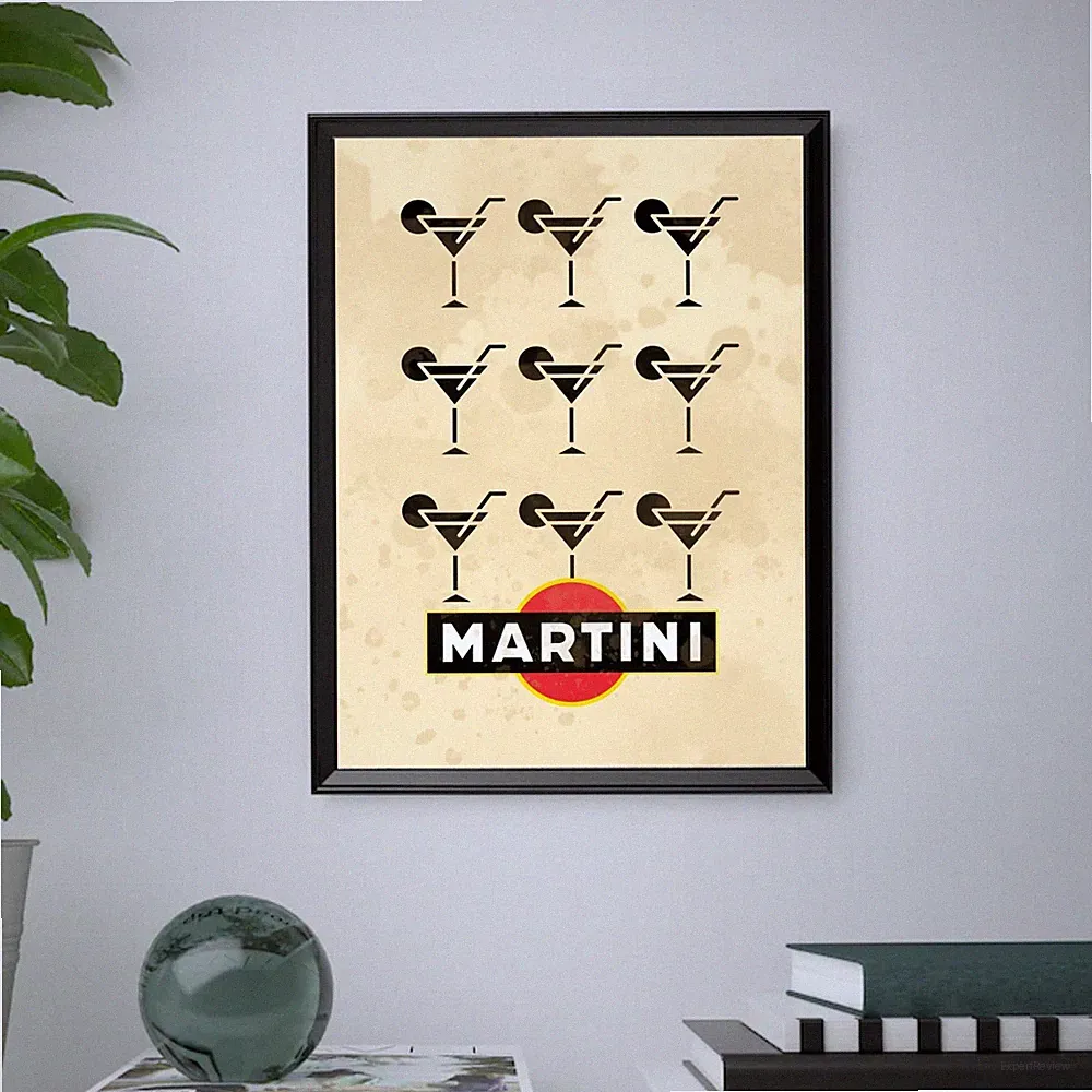 Vintage Druckbild "Martini" - Werbeillustration mit Rahmen
