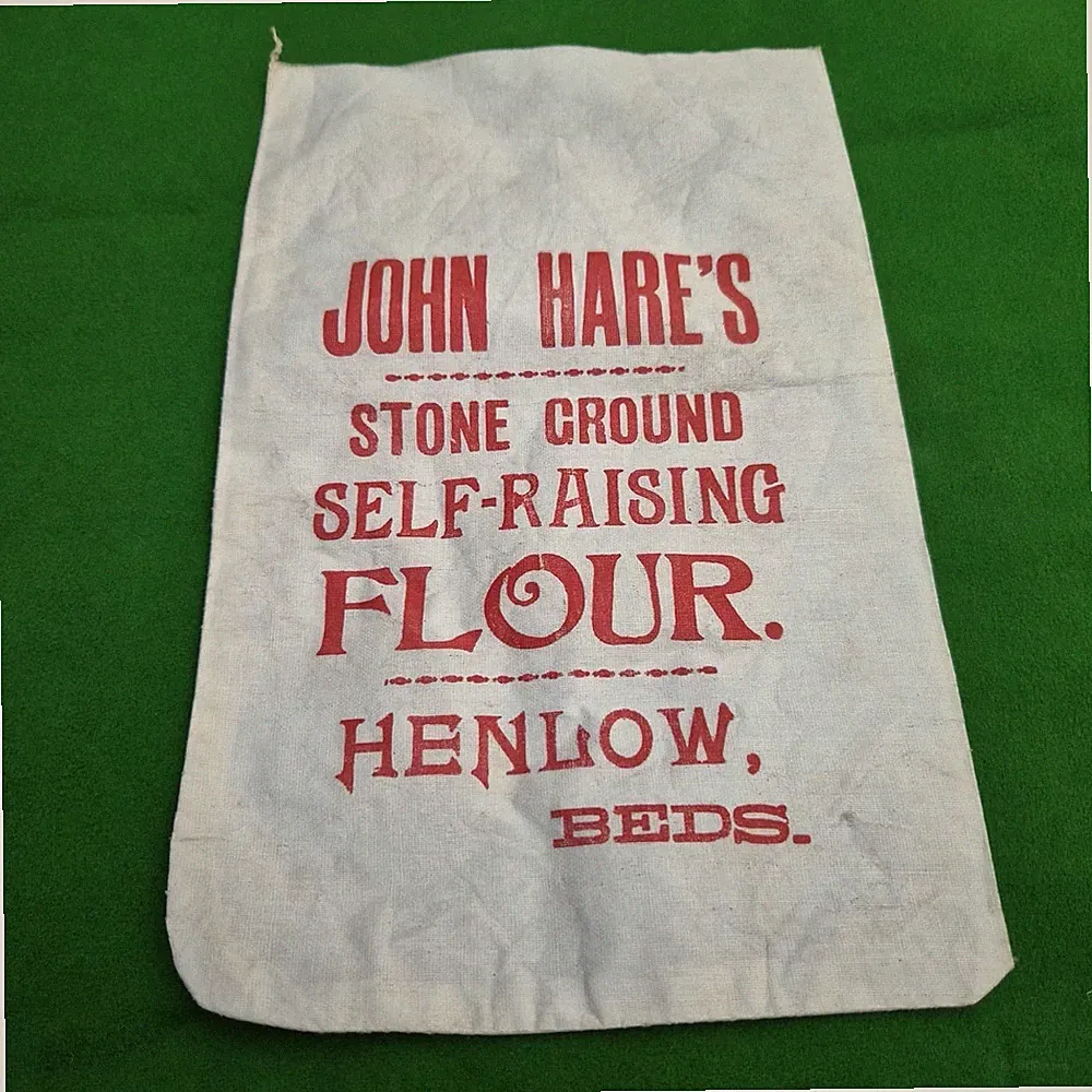 Vintage John Hare’s Mehlsack Tasche Henlow Betten Werbung Baumwolle Getreidesack